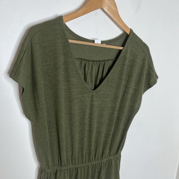 Gap Knit Stretchy Jumpsuit Olive Green Womens Small Comfort Short Sleeve - Picture 3 of 8
